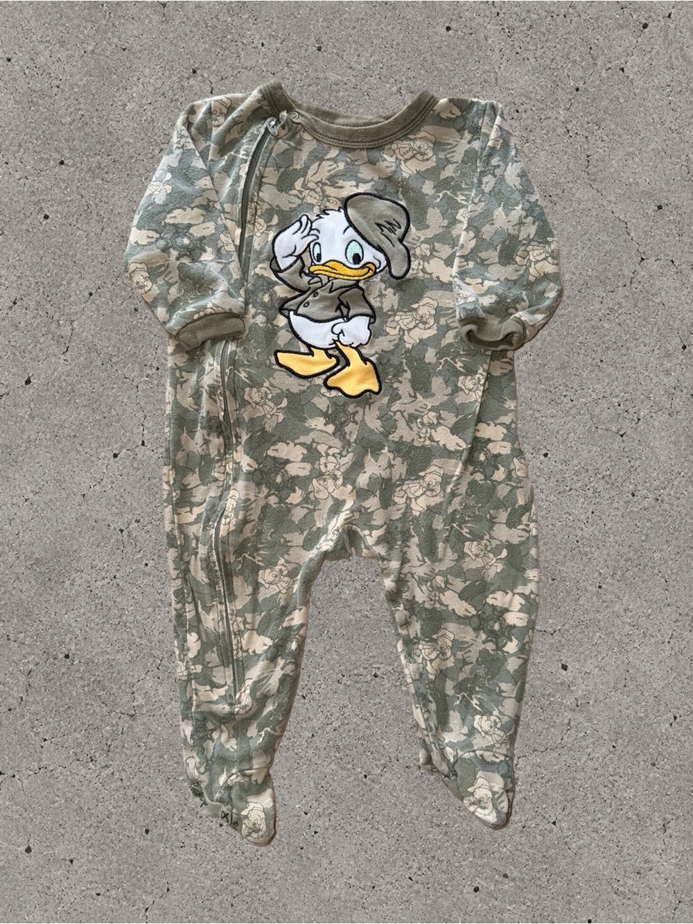 ✨3/50$  Y2K Disney Baby Donald Duck Sleeper 12M | Camo Footed Pajamas